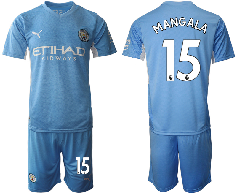 Men 2021-2022 Club Manchester City home Light blue #15 Soccer Jersey->manchester city jersey->Soccer Club Jersey